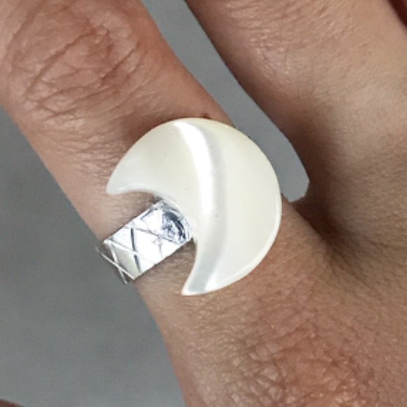 🔴SALE ! Genuine mother of pearl moon silver ring - Picture 3 of 8
